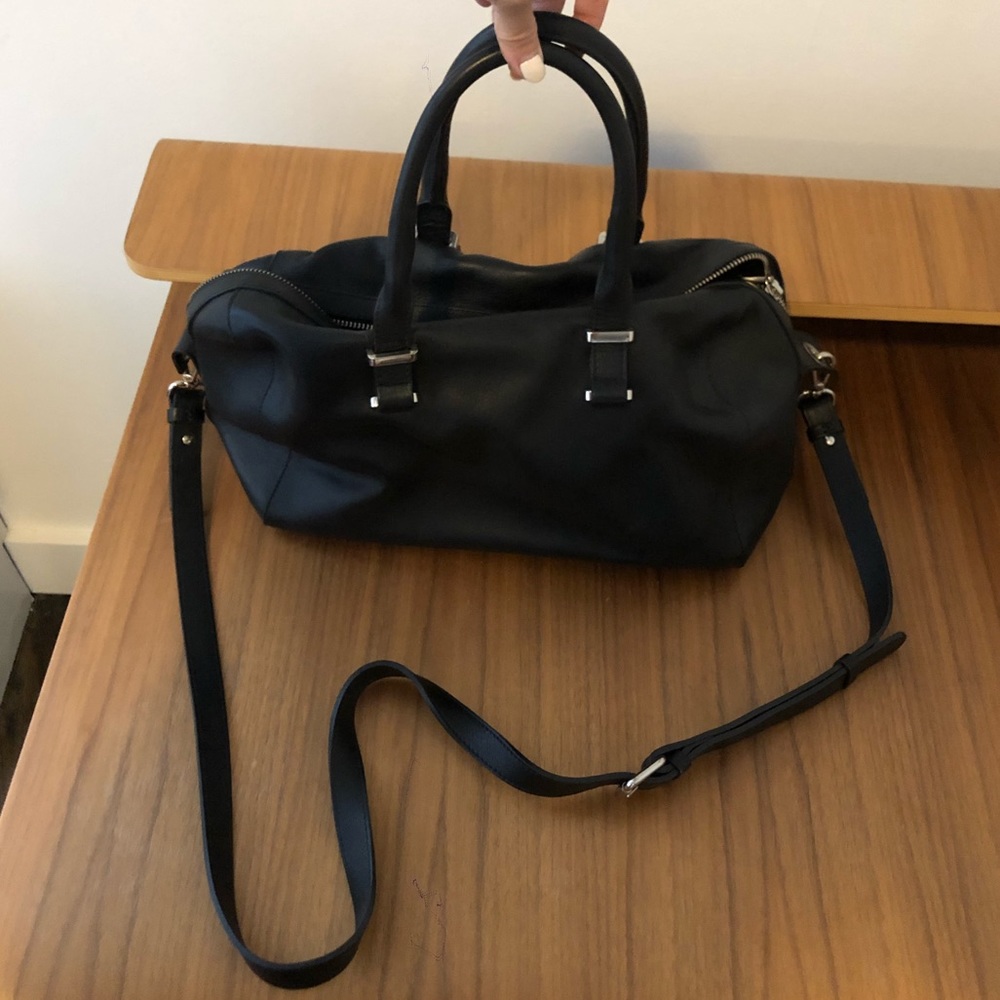 Massimo Dutti Black Leather Bowling Bag